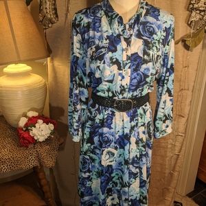 Blue floral knee length dress